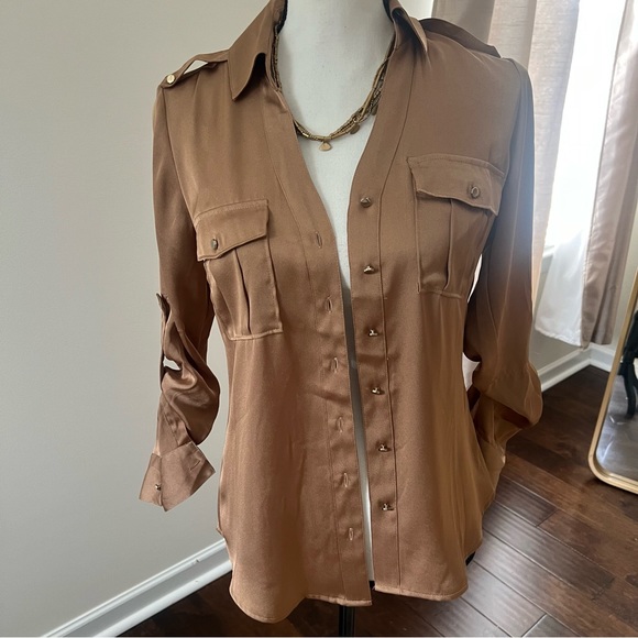 Express Tops - Express beige button down NWOT size xs